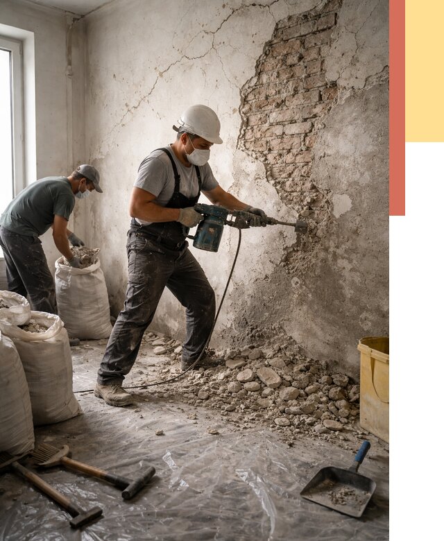 Демонтаж штукатурки со стен в Шумерле от 7821 руб/м² — быстро и недорого | ОТДЕЛОЧНИК-Шмр