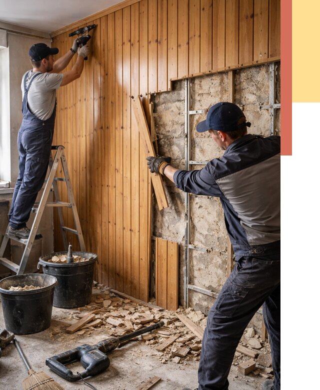 Демонтаж вагонки со стен в Шумерле от 1575 руб. — снятие, удаление, срочно | ОТДЕЛОЧНИК-Шмр