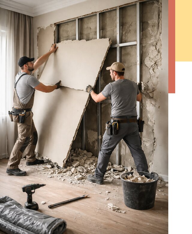 Демонтаж гипсокартона со стен в Шумерле от 380 руб. — услуги демонтажа | ОТДЕЛОЧНИК-Шмр