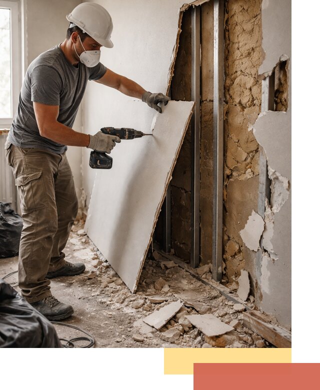 Демонтаж гипсокартона со стен в Шумерле качественно и быстро