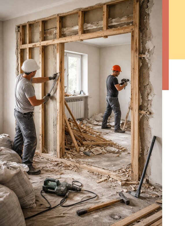 Демонтаж деревянных перегородок в Шумерле от 3476 руб. — быстро и недорого | ОТДЕЛОЧНИК-Шмр