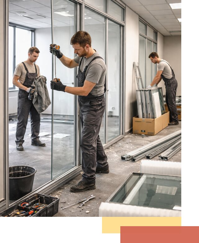 Демонтаж стеклянных перегородок в Шумерле быстро и безопасно