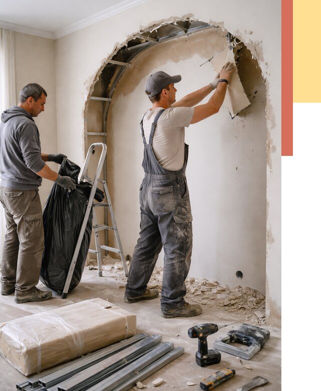 Демонтаж арки из гипсокартона в Шумерле от 3802 руб. — услуги под ключ | ОТДЕЛОЧНИК-Шмр