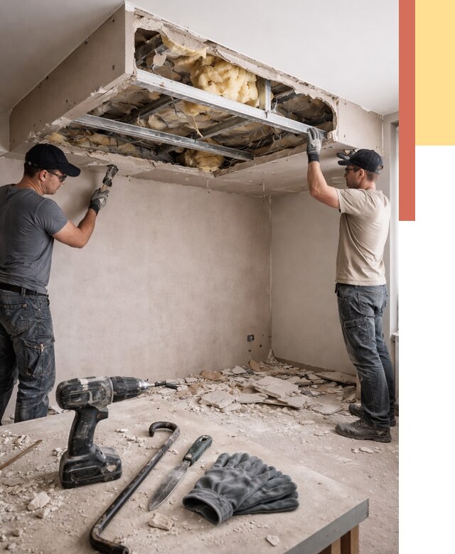 Демонтаж короба из гипсокартона в Шумерле от 1651 руб. — быстро и недорого | ОТДЕЛОЧНИК-Шмр