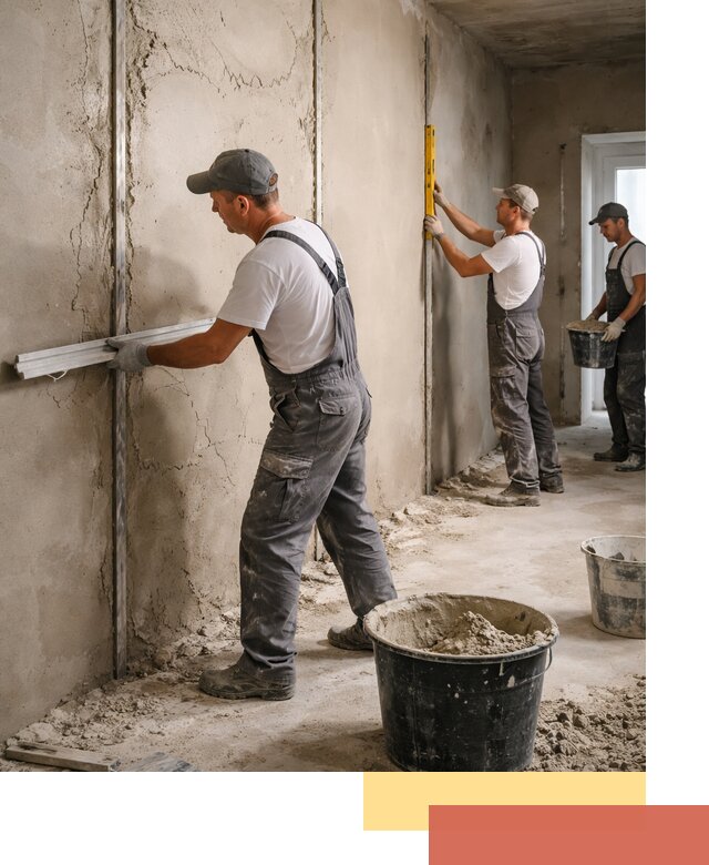 Штукатурка стен по маякам в Шумерле — точная и ровная поверхность