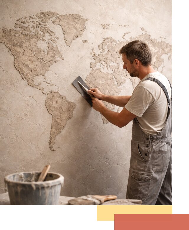 Декоративная штукатурка «Карта мира» под ключ в Шумерле