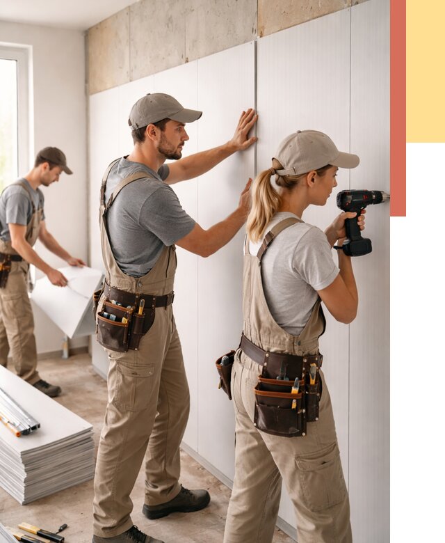 Монтаж ПВХ панелей на стены в Шумерле от 489 руб/м2 — быстро и недорого | ОТДЕЛОЧНИК-Шмр