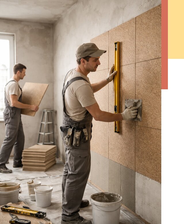 Монтаж пробковых панелей на стены в Шумерле от 3802 руб. — ОТДЕЛОЧНИК-Шмр