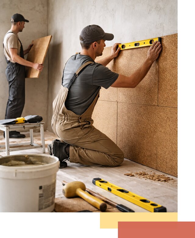 Монтаж пробковых панелей на стены в Шумерле быстро и качественно