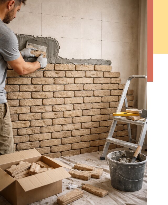 Монтаж декоративного кирпича в Шумерле от 3476 руб./м² — быстро и недорого | ОТДЕЛОЧНИК-Шмр