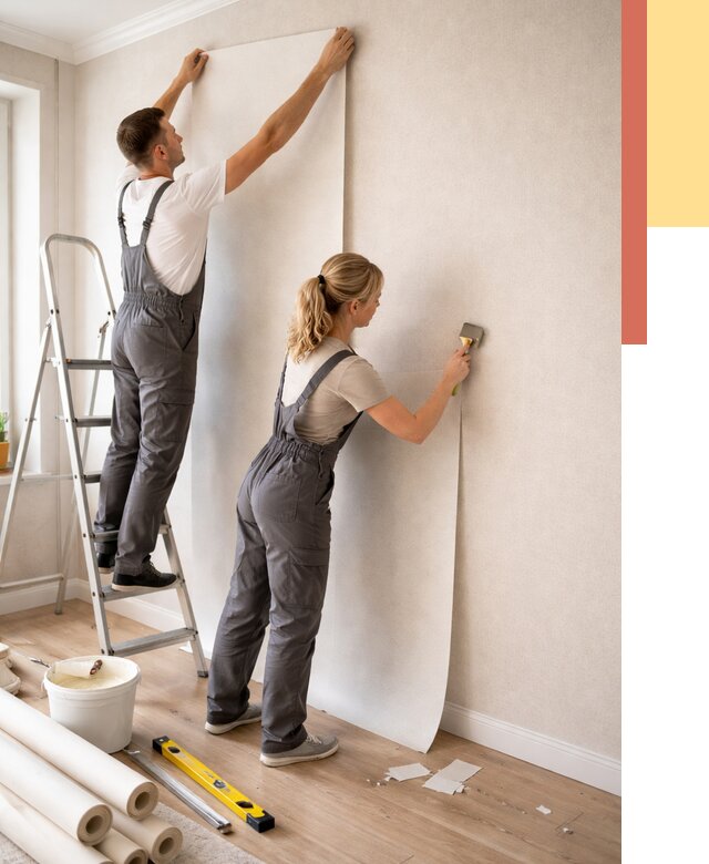 Поклейка флизелиновых обоев в Шумерле от 6518 руб. | Быстро и недорого — ОТДЕЛОЧНИК-Шмр