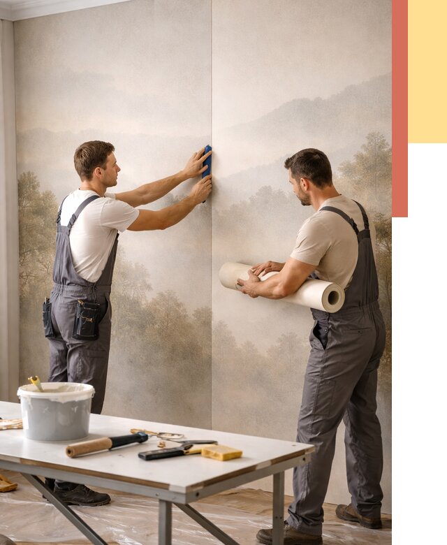 Поклейка фотообоев в Шумерле от 9234 руб/м² — быстро и недорого | ОТДЕЛОЧНИК-Шмр