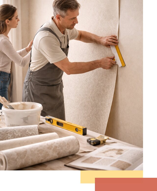 Поклейка обоев с подбором рисунка в Шумерле