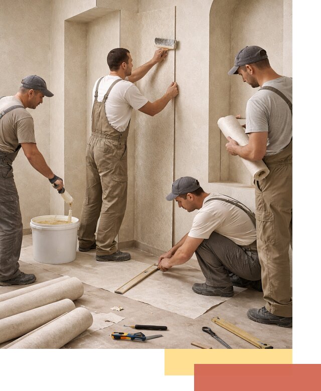 Поклейка обоев на сложные стены и неровные поверхности в Шумерле