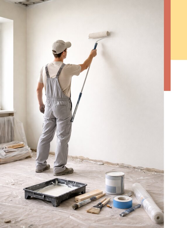 Покраска стен водоэмульсионной краской в Шумерле от 489 руб. за м² | ОТДЕЛОЧНИК-Шмр