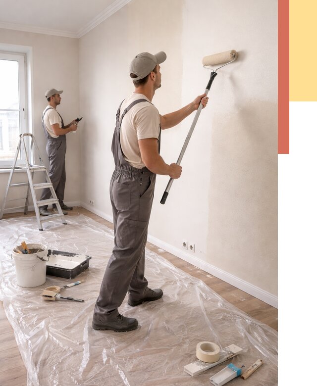 Покраска стен акриловой краской в Шумерле от 3802 руб./м² — быстро и недорого | ОТДЕЛОЧНИК-Шмр