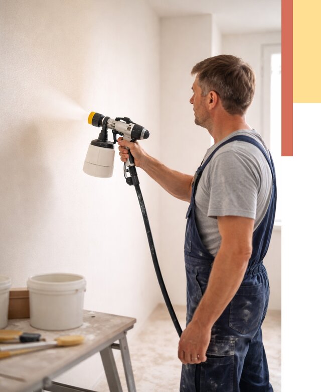 Покраска стен краскопультом в Шумерле от 8147 руб. — механизированная покраска | ОТДЕЛОЧНИК-Шмр