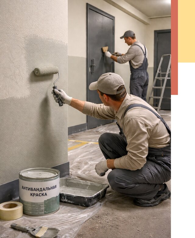 Покраска стен антивандальной краской в Шумерле от 4888 руб./м² под ключ | ОТДЕЛОЧНИК-Шмр