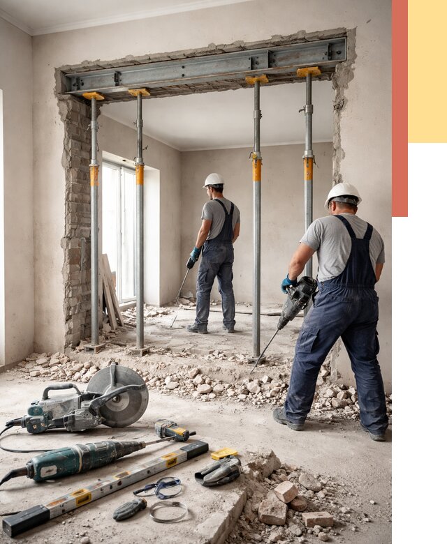 Прорезка проема в стене в Шумерле от 4888 руб. — быстро и недорого | ОТДЕЛОЧНИК-Шмр