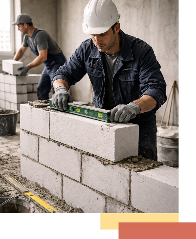 Кладка перегородок из пеноблока под ключ в Шумерле