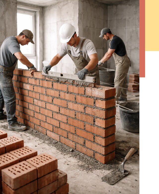 Кладка перегородок из кирпича в Шумерле от 3802 руб. за м² | ОТДЕЛОЧНИК-Шмр