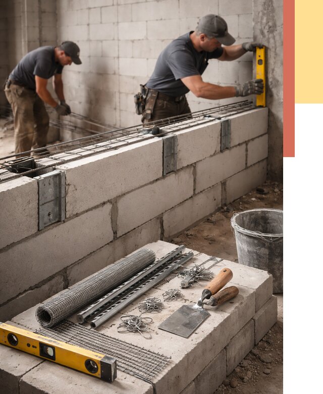 Армирование кладки перегородок в Шумерле от 815 руб. под ключ | ОТДЕЛОЧНИК-Шмр