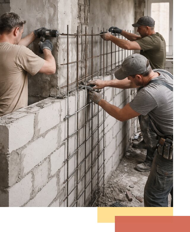 Армирование кладки перегородок в Шумерле профессионально и надёжно