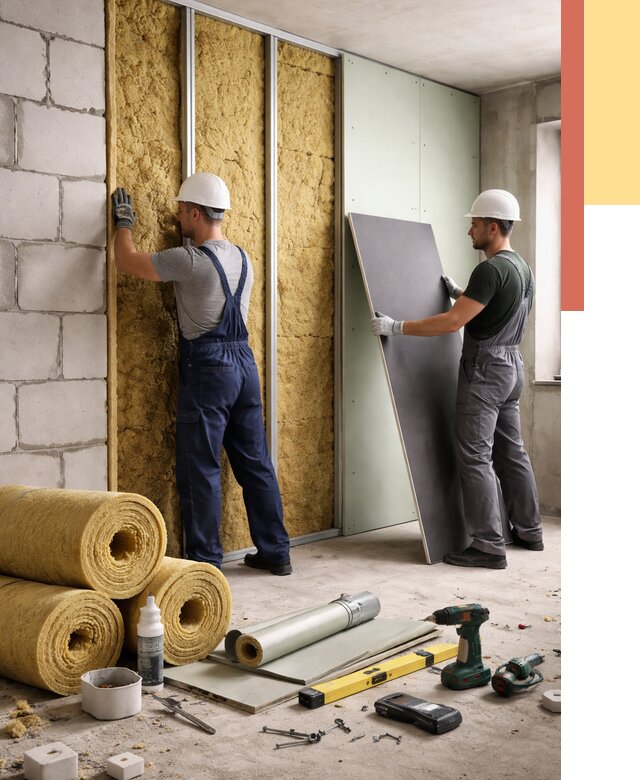 Шумоизоляция перегородок из блоков в Шумерле от 2010 руб./м² — быстро и недорого | ОТДЕЛОЧНИК-Шмр