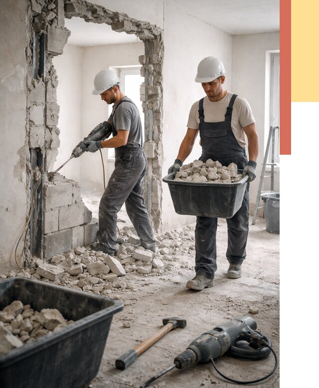 Демонтаж блоковых перегородок в Шумерле от 4074 руб. — быстро и недорого | ОТДЕЛОЧНИК-Шмр