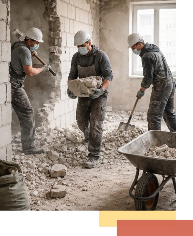 Демонтаж блочных перегородок в Шумерле быстро и аккуратно