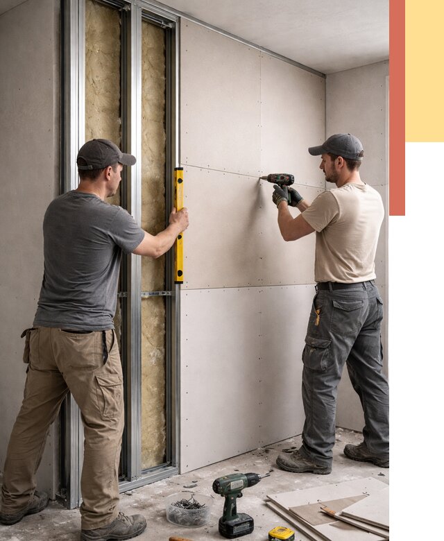 Монтаж двухслойной перегородки из гипсокартона в Шумерле от 1575 руб. | ОТДЕЛОЧНИК-Шмр