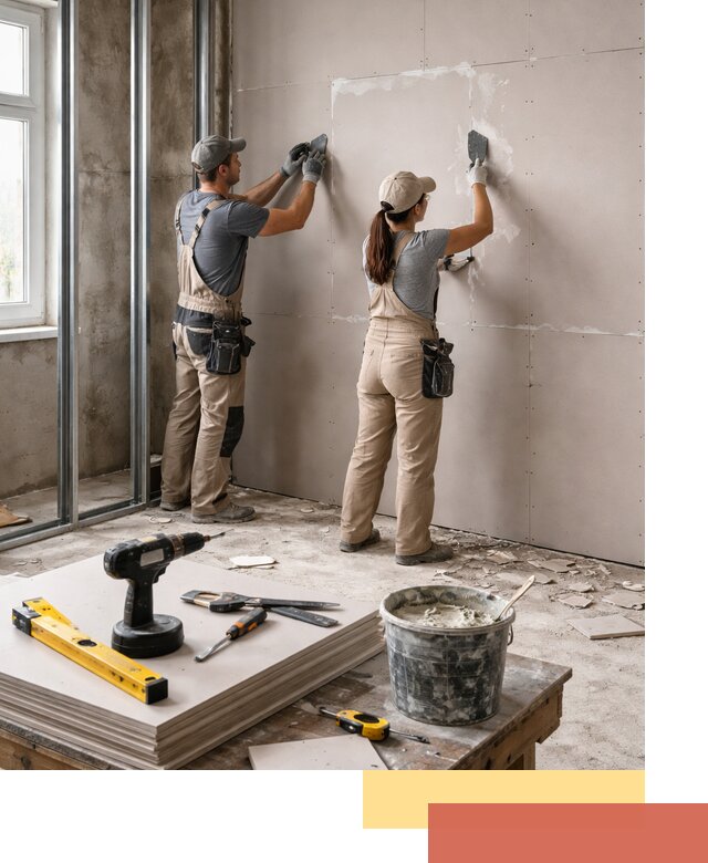 Монтаж двухслойной перегородки из гипсокартона в Шумерле