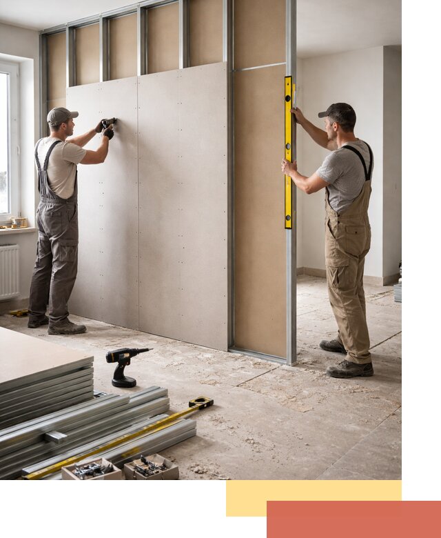 Зонирующая перегородка из гипсокартона под ключ в Шумерле