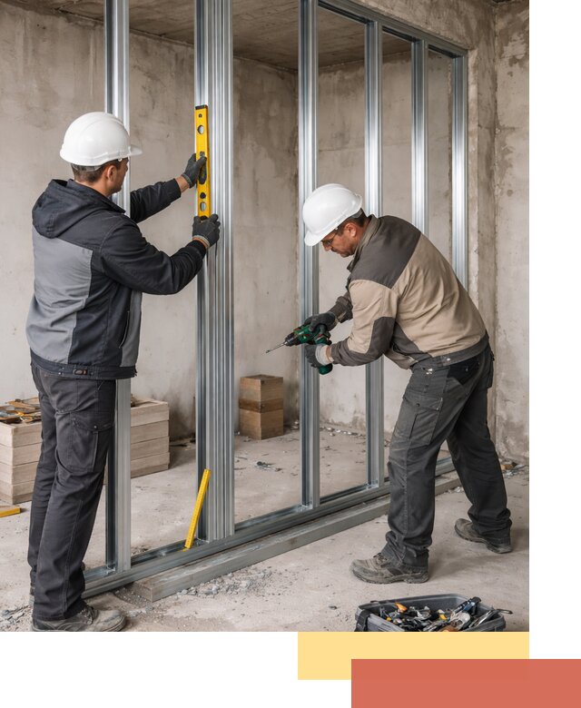 Монтаж каркаса перегородки из профиля в Шумерле