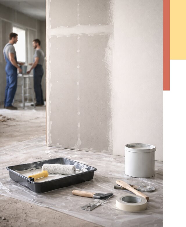 Покраска перегородок из гипсокартона в Шумерле от 4888 руб. под ключ | ОТДЕЛОЧНИК-Шмр