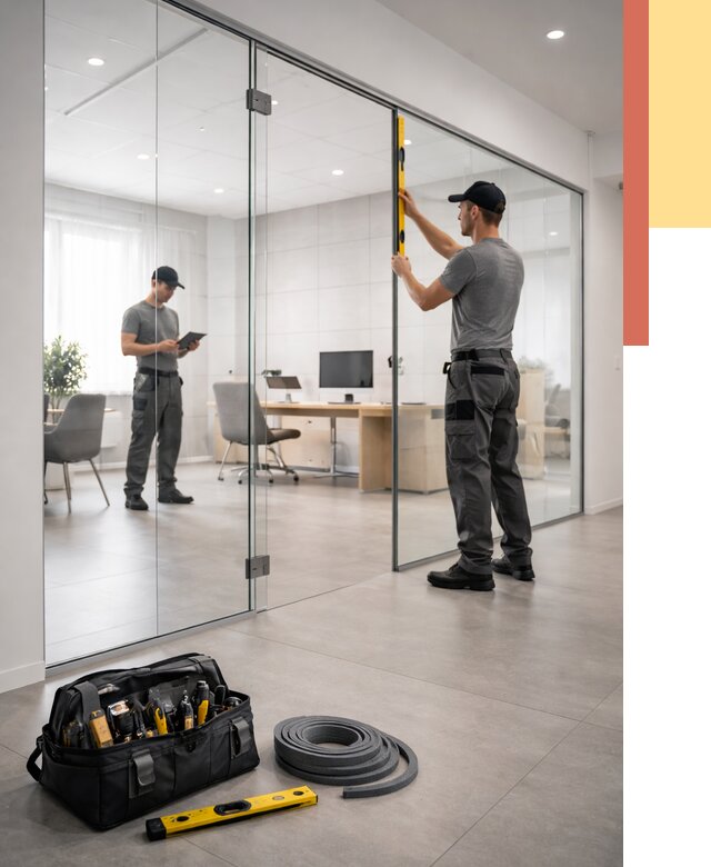 Цельностеклянные перегородки под ключ в Шумерле от 10320 руб. — монтаж и цены | ОТДЕЛОЧНИК-Шмр