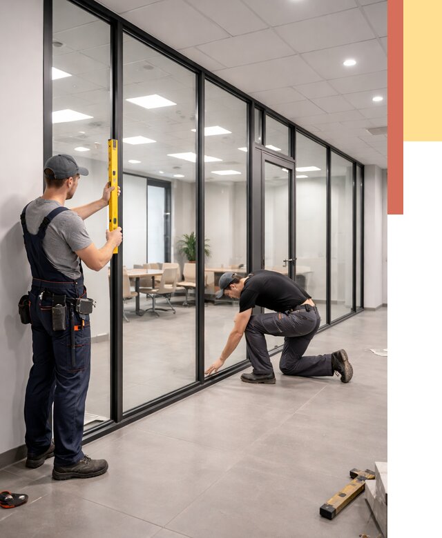 Каркасные стеклянные перегородки в Шумерле под ключ от 9994 руб. | ОТДЕЛОЧНИК-Шмр