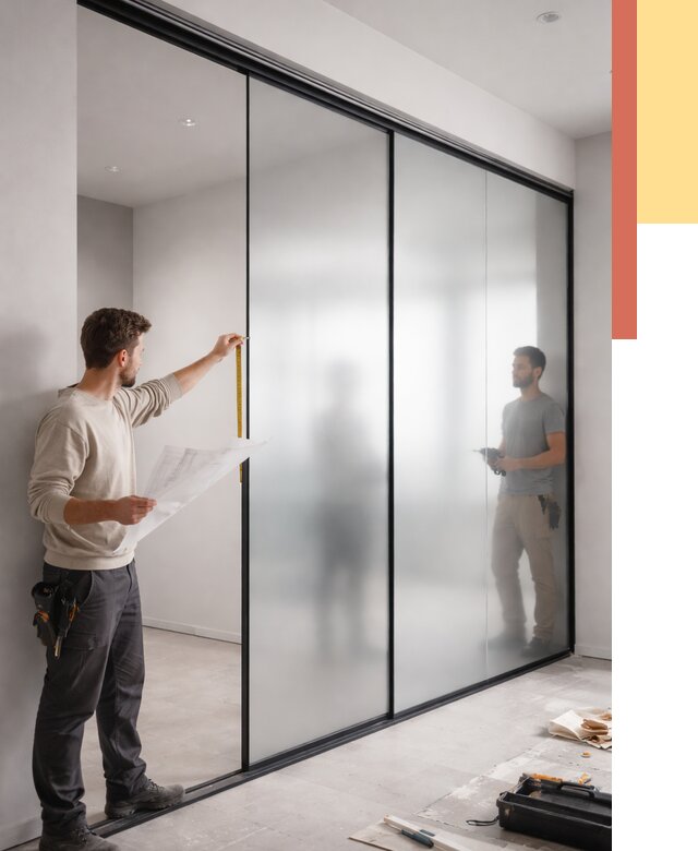 Матовые стеклянные перегородки в Шумерле от 9234 руб. — монтаж и установка | ОТДЕЛОЧНИК-Шмр