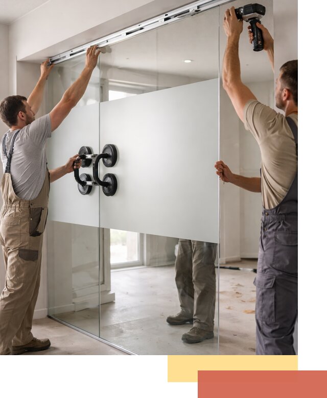 Матовые стеклянные перегородки под ключ в Шумерле