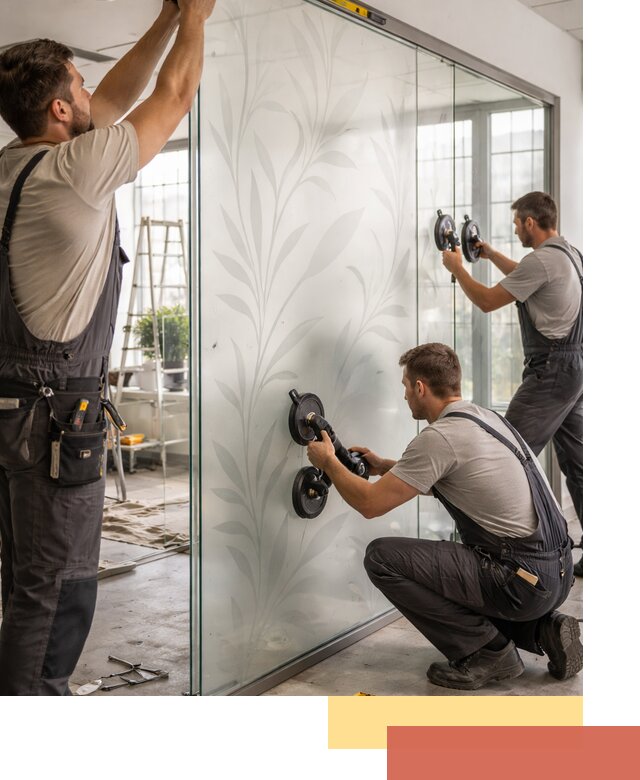 Стеклянные перегородки с рисунком на заказ в Шумерле