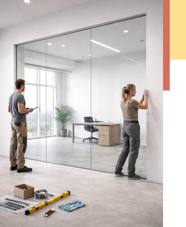 Перегородки из закаленного стекла в Шумерле от 10320 руб. под ключ | ОТДЕЛОЧНИК-Шмр