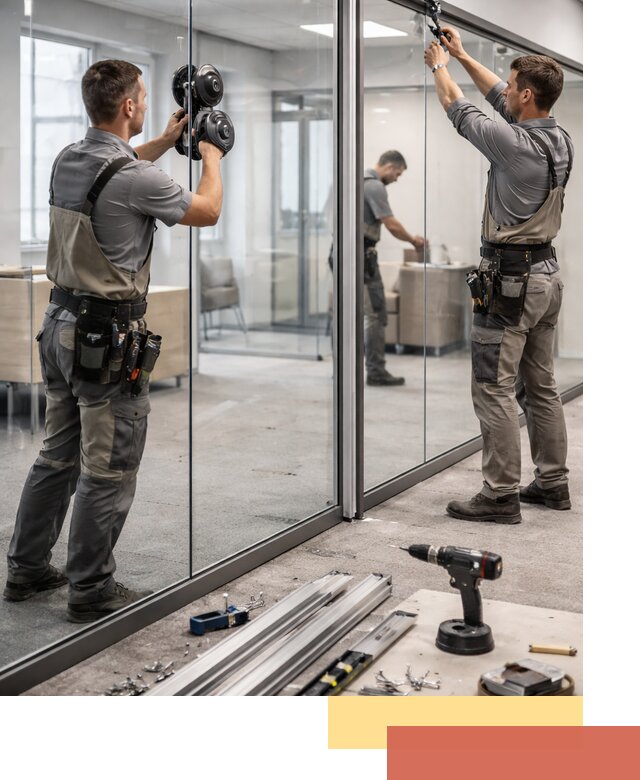 Стеклянные офисные перегородки под ключ в Шумерле