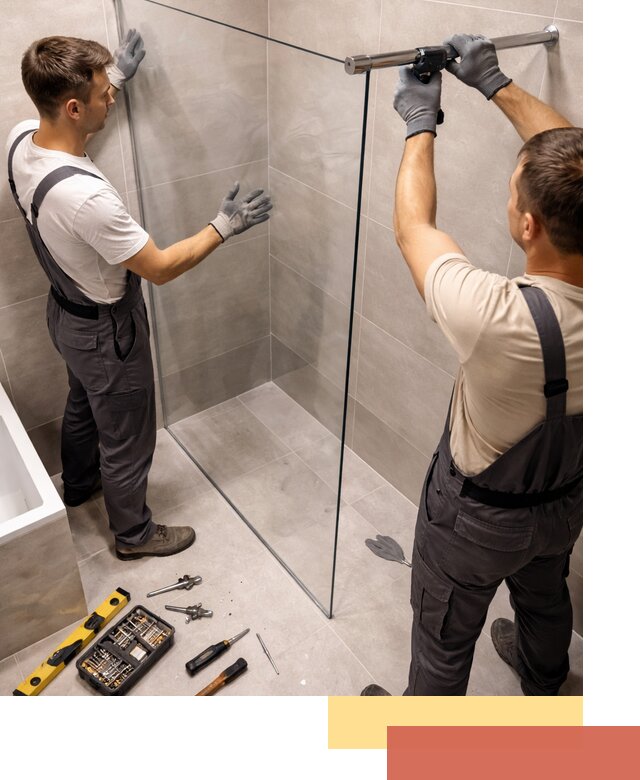 Стеклянные перегородки для душа в Шумерле — изготовление и монтаж