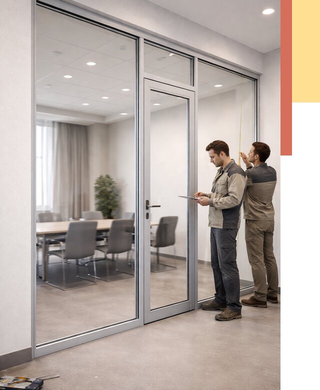 Установка и монтаж алюминиевых перегородок со стеклом в Шумерле от 8908 руб. | ОТДЕЛОЧНИК-Шмр