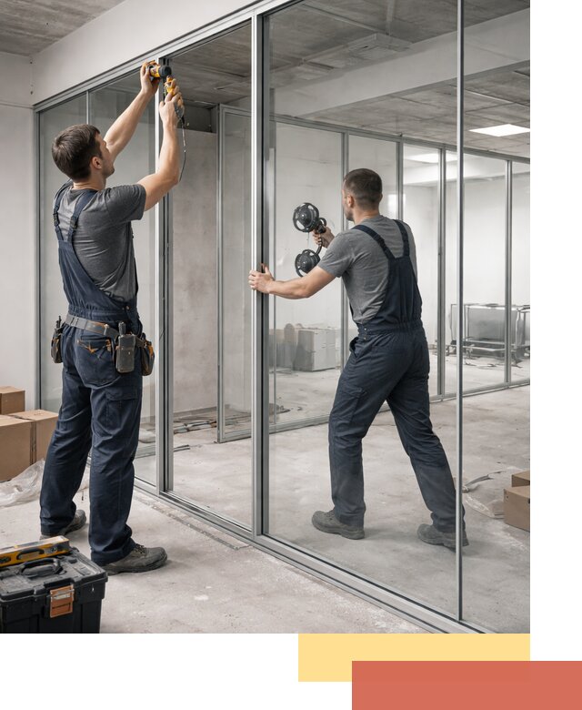 Алюминиевые перегородки со стеклом в Шумерле — изготовление и монтаж