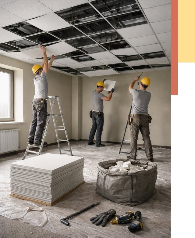 Демонтаж потолка Армстронг в Шумерле от 4888 руб. быстро и недорого | ОТДЕЛОЧНИК-Шмр