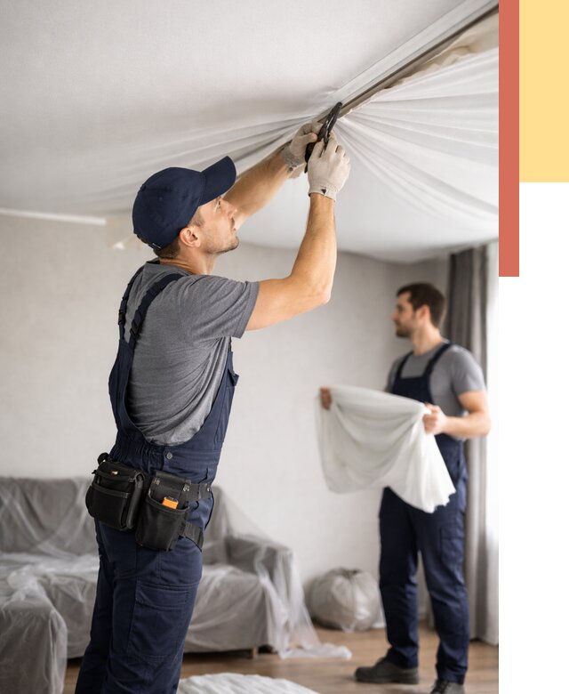 Демонтаж натяжного потолка в Шумерле от 4888 руб. — снятие и разбор под ключ | ОТДЕЛОЧНИК-Шмр