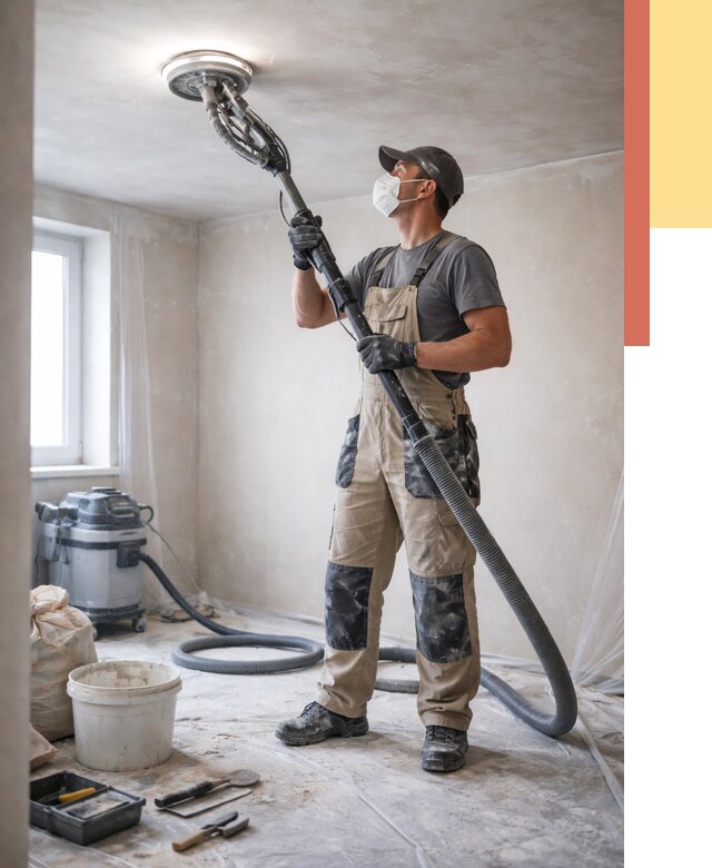 Шлифовка потолка в Шумерле от 3802 руб. — услуги шлифования потолка | ОТДЕЛОЧНИК-Шмр