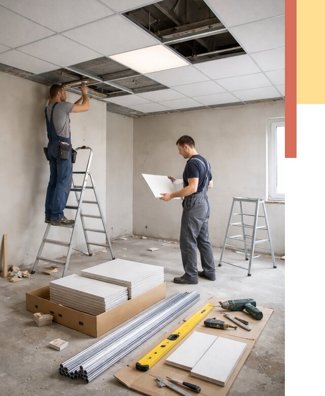 Монтаж потолка армстронг в Шумерле от 4888 руб/м2 — быстрая установка под ключ | ОТДЕЛОЧНИК-Шмр