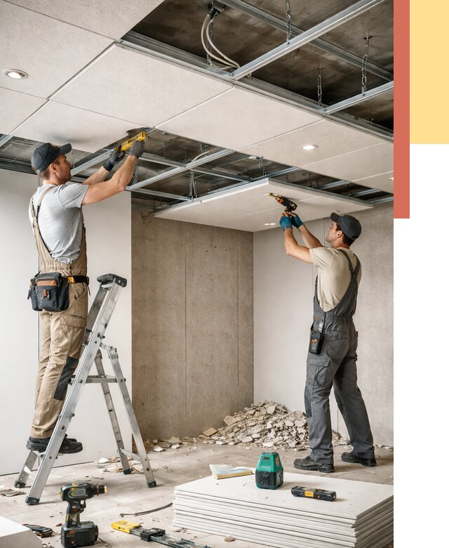 Монтаж акустического потолка в Шумерле от 7061 руб/м2 — быстро и недорого | ОТДЕЛОЧНИК-Шмр